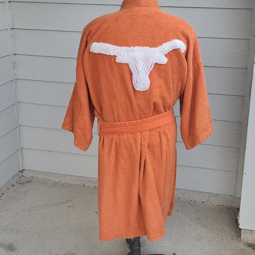 CANYON GROUP Damze Chenille UT Texas Longhorns Orange Mens Belted Robe RARE 90s